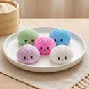 Glitter Dumpling Squishy,Dumpling Squishies,Glitter Dumpling Mystery Box,Colorful Dumpling Stress Balls Fidget,Jumbo Squishy Toy with Steamer Box,Soft Squeeze Decompression Dough (White)