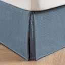 MIYE Pleated Waffle Weave Bed Skirt, Tailored Dust Ruffle 22 Inch Drop Easy Fit, Machine Washable (Blue, TwinXL - 22" Drop)