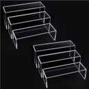 ELEGANTLIFE 3 Tier Acrylic Riser Display Shelf Cupcake Stand for Amiibo Funko POP Figures,Perfume & Cologne Organizer,Desserts Holder,Jewelry Display Shelf Risers for Dcor,2 Sets of 3-Pack (Clear)