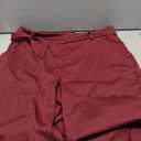 LKOUS Women Work Casual Stretchy Straight Wide Leg High Waisted Long Pants Belt,T Wine,XLarge