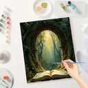 TAOPAOLAB Dreamy Paint by Numbers Kit for Adults - DIY Ancient Forest Archway with Open Book Painting on Canvas 16x20 Inches, Acrylic Paint Set for Beginners, Mystical Art for Home Decoration/Gifts