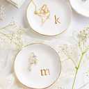 COLLECTIVE HOME - Ceramic Jewelry Tray, Decorative Trinket Dish for Rings Earrings Necklaces Bracelet Watch Keys, Birthday Mother's Day Christmas Gift for Women, 4.75", White Surface (A)