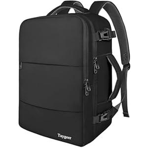 Taygeer Travel Laptop Backpack for Men Women, Airplane Approved Travel Backpack Suitcase with Usb Charging Port, Lightweight College 35l Luggage Bag 15.6inch Laptop Mochila Gifts for Business, Black