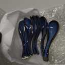 Cididu Set of 8 Asian Soup Spoon Ceramic, Blue Chinese Soup Spoons with Non-Slip Bottom, Retro Porcelain Japanese Pho Spoons for Ramen, Wonton, Noodle, Miso, Dumpling, Dishwasher Safe, 5.2" L