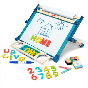 Melissa & Doug Magnetic Tabletop Easel, Deluxe Double-Sided Wooden Art Set with Chalkboard, Dry-Erase Board, Paper Roll Holder, Magnets & Art Supplies, Preschool Learning Toys for Kids Ages 3+, 17.5" x 20.75" x 2.75"