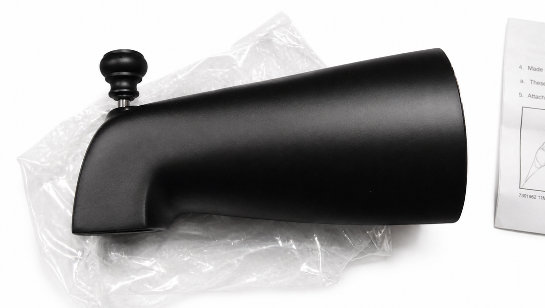 Wall Mount Tub Spout with Front Diverter, Matte Black