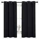 NICETOWN Pitch Black Solid Thermal Insulated Grommet Blackout Curtains/Drapes for Bedroom Window (2 Panels, 42 inches Wide by 63 inches Long, Black) Pack Of 2
