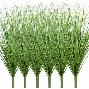 Melorca&Guilla Artificial Plants 6PCS 25.5 Fake Tall Onion Grass,Faux Grass Plant,Artificial Greenery Shrubs Bushes for Garden Porch Window Box Shop Office Home Dcor