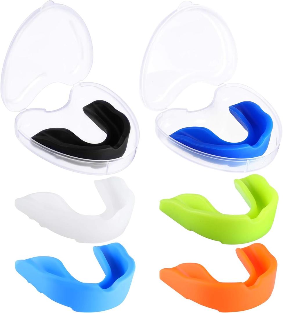 BBTO 6 Pcs Sports Mouth Guard for Kids, Mouthguard with Case, Athletic Mouth Guard for Football Boxing Hockey Karate Basketball Taekwondo (Classic Style, Assorted Color)