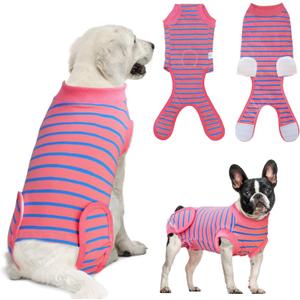 Dog Surgery Recovery Suit, Recovery Shirt for Male Female Dog Cats, Cone E-Collar Alternative Abdominal Wounds Spay Bandages Onesie, Anti-Licking Pet Surgical Recovery Suit, Pink Medium (Medium(Back:13.5"-17.5";Chest:18.2"-21.3"))