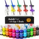 Nicpro 12Colors Washable Paint for Kids(2 oz), Finger Paint Set with Paint Cups and Toddler Paintbrushes, Non Toxic & Mess Free Kids Painting Set for Children Age 1-3 4 5 6+ Preschool Learning Gifts