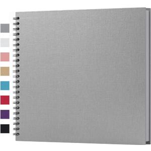 potricher 12 x 12 Inch DIY Scrapbook Album 40 Pages Hardcover Kraft Paper Scrap Book Photo Albums Memory Book for Wedding and Anniversary Family (Gray, 12 Inch)
