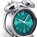 Peakeep Loud Alarm Clock for Heavy Sleepers Adults, Metal 4.5" Twin Bell Battery Operated Alarm Clocks for Bedrooms Decoration (Peacock Green)