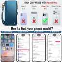 Defencase Compatible with iPhone 17 Pro Case Wallet with RFID Blocking Card Holder for Women Men, Fashion PU Leather Magnetic Snap Flip Zipper Strap Wallet Phone Case for iPhone 17 Pro 6.3", Dark Blue
