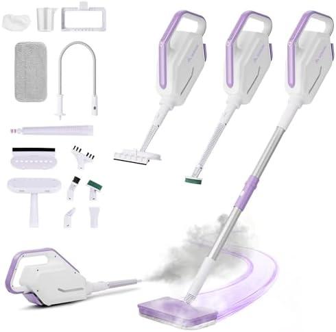 AAOBOSI Steam Mop, 1300W Powerful Detachable Handheld Steamer with 350ml Tank, 11 Multi-purpose Accessories, 23FT Power Cable, Steam Mops for Floor Cleaning, Tiles, Windows, Carpets, Furniture