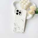 NITITOP Compatible with iPhone 16 Pro Max Case Cute Flower Floral Tulip Pattern for Women Girls Trendy Slim Fit TPU Bumper Silicone Shockproof Full Camera Protection Cover - White