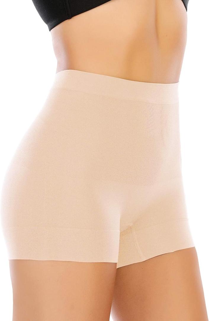 Womens Seamless Shaping Boyshorts Panties Tummy Control Underwear Slimming Shapewear Slip Shorts (Medium, #A2 Beige(light Tummy Control))