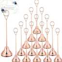 Marspark 16 Pcs Table Number Holders 8'' Metal Place Card Holders Weddings Table Sign Menu Memo Note Picture Photo Round Clip Weighted Base Stand for Anniversaries Birthdays Restaurants(Rose Gold)