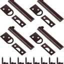 Lothee 4 Pcs Solid Brass Surface Bolts 4" Slide Latch Door Lock Bolt with Screws Anti Theft Security Lock for Top of French Door Gates(Rubbed Bronze)