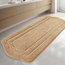 COSY HOMEER Bathroom Rugs Mat 24”x70” Absorbent Non-Slip Bath Mat, Plush Shaggy Bathroom Runner, Machine Washable Large Soft Bath Mats for Bath Floor, Tub and Shower, Beige, Size: 2' x 5'10" (Oval)