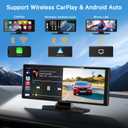 Wireless Apple CarPlay Screen for Car, 10.26" Touchscreen with Portable Car Stereo CarPlay & Android Auto, 4K Front Dash Cam, 1080P Backup Camera, Mirror Link, Voice Control, GPS Navigation (Brown)