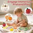 Play Food Sets for Kids Kitchen Wooden Food Toys for 3 Year Old Girl Boy Toddler Cutting Pretend Play Set Learning Toys Birthday Gift 1 2 3 Year Old Fruits