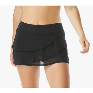 COCO REEF Mesh Layer Swim Skort for Women - Tummy Control, High-Waisted Bathing Suit Skirt Bottoms, Castaway Black, XL