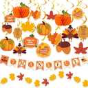 DAZONGE 40PCS Thanksgiving Decorations Set, Pre-Assembled Thanksgiving Banner & Garland, Hanging Decorations for Home, Office, Fall Harvest Home Party Dcor