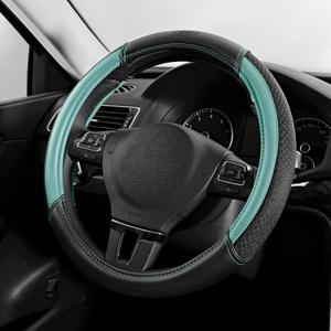 Skechers Air-Cooled Steering Wheel Cover,Air Cool Mesh Leather Car Steering Wheel Cover Universal Fit 14" 1/2-15" Car Wheel Protector for Men Women Fit Suvs,Vans,Sedans,Car,Trucks,Mint