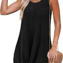 Swimsuit Coverup Summer Dresses for Women 2025 Eyelet Crew Neck Loose Sleeveless Sundresses Twisted Dresses (Large, Black)