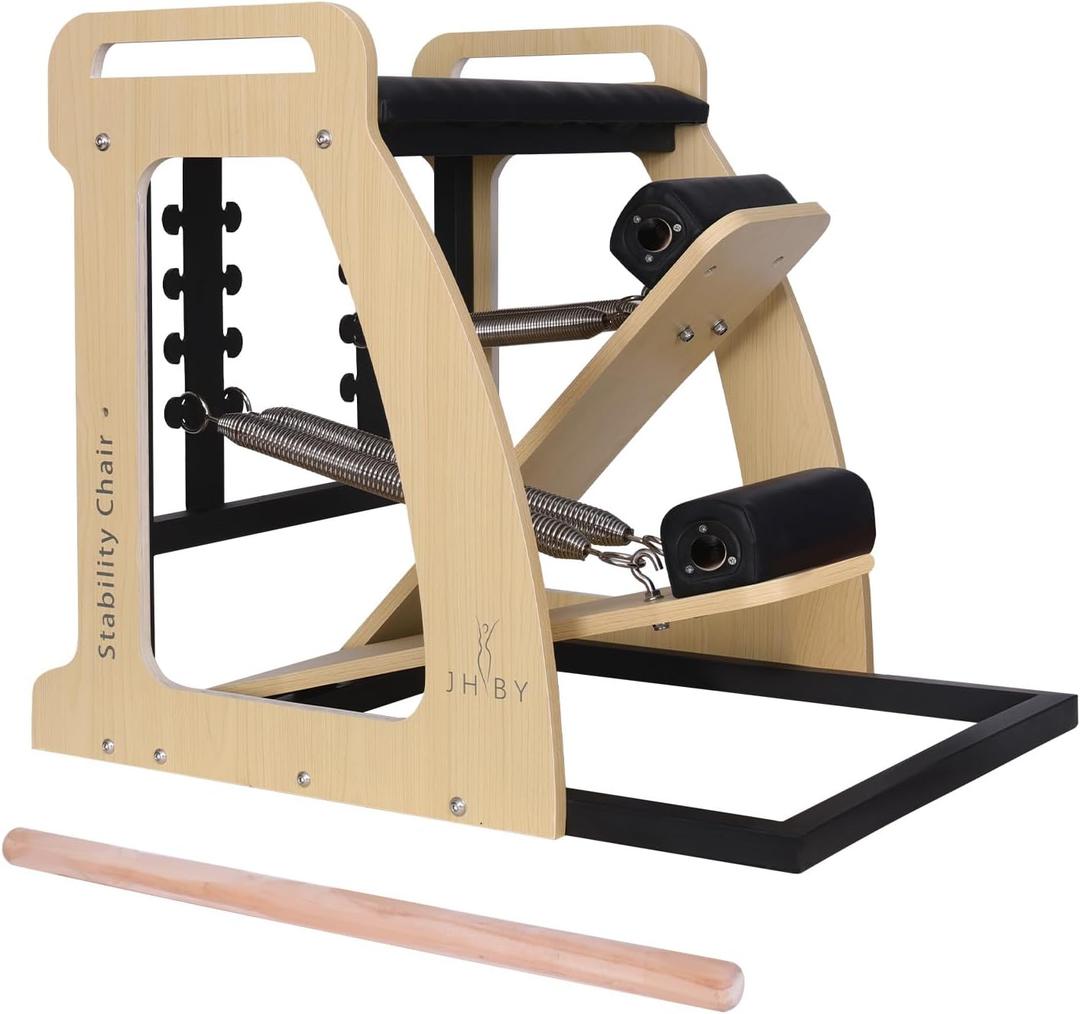 Pilates Chair, Pilates Chair for Home Workouts, Sturdy Metal Frame, Pilates Stability Chair, Yoga Fitness Trainer, Pilates Reformer Machine (Black) (26*30 inch)