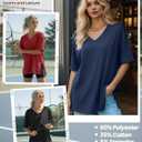 Huukeay 3 Pack Oversized Shirts for Women V Neck Workout T Shirt Casual Side Split Tee Short Sleeve Loose Tops Tunic Tops (M)