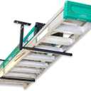 StoreYourBoard Adjustable Ceiling Rack  Hi Port 2 Garage Ceiling Ladder Hanger | Adjustable Overhead Ladder Storage for Step & Extension Ladders | Garage Organization | Holds 75 lbs (Single)