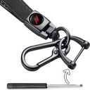 Carbon Fiber Style Genuine Leather Car Keychain Keyring Accessories for Challenger Dakota Charger SRT 392 Avenger Durango (//)