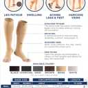 Truform 20-30 Mmhg Compression Stocking for Men & Women, Knee High Length, Open Toe, Beige, Large (Large (1 Pair))