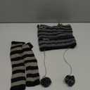 Y2k Beanie Cat Knitted Hats for Women Girls Cute Striped Arm Warmers Gothic Grunge Hat Accessories, Black Gray