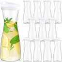 Xinnun 12 Pcs Water Carafes with Lid 20 oz Plastic Juice Container Pitcher Clear Narrow Neck Drink Carafes Mimosa Bar Beverage Pitcher for Outdoors Beach Picnic Parties Tea Milk Lemonade 