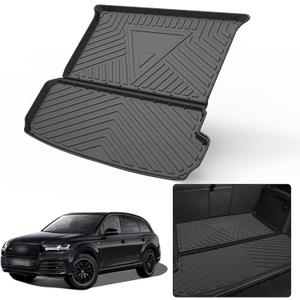 Elsetyler Cargo Liner for 2021 2022 2023 2024 2025 Q7 - Black TPO All Weather Heavy Duty Waterproof Rear Cargo Tray Trunk Floor Mat Protector Compatible with 2017-2025 Audi Q7