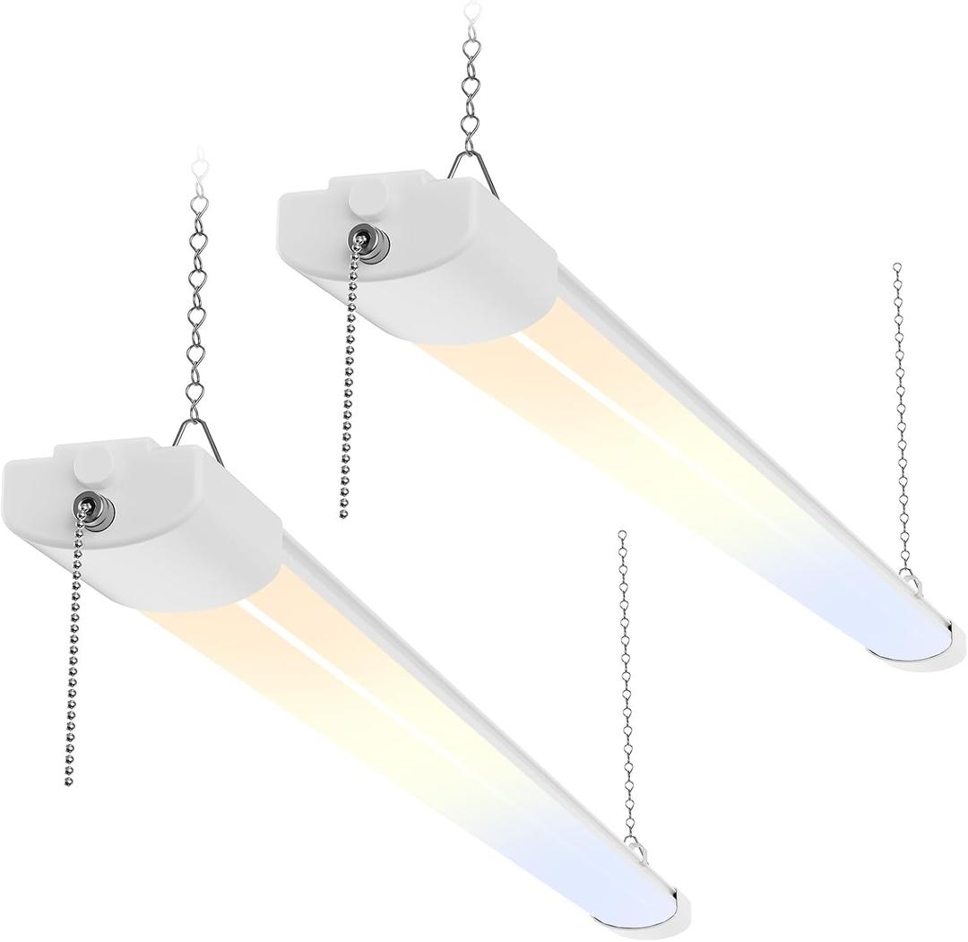 ALUSSO® LED Shop Lights 4FT for Garage, 6000LM Super Bright, Adjustable 2700K-6500K Color Temperature, 120V, Warm to Cool Daylight Linkable Shop Lights for Workshop, 2 Pack