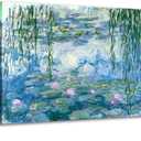 Claude Monet Canvas Wall Art - Water Lilies Classic Artwork Picture Print with Framed Painting for Home Office Wall Decor 12"x16"