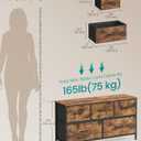 SONGMICS Dresser for Bedroom, Chest of Drawers, Steel, MDF, 5 Non-Woven Fabric Drawers, Storage Organizer Unit, Closet, Entryway, Rustic Brown and Ink Black ULGS322B02S