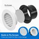 6 Inch Vent Cover, Hon&Guan Round Soffit Vents Round Vent Cover with Built-in a Fly Screen for Bathroom Office Home-2PCS