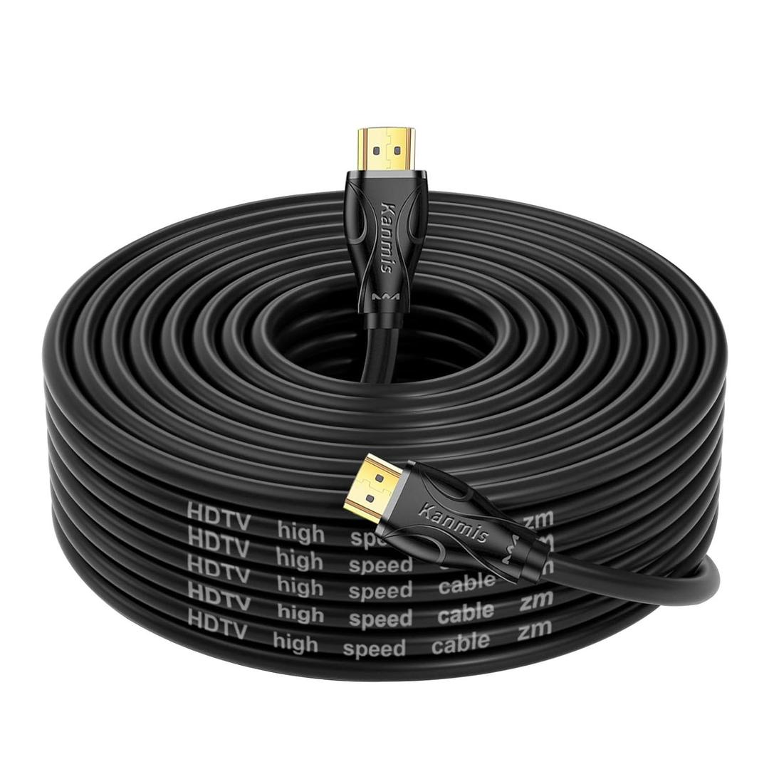 kanmis 4K HDMI Cable 50ft, High Speed Hdmi 2.0 Cables &4K@60Hz 2K 1080P, Ultra High Speed Gold Plated Connectors hdmi Cord, Compatible with Playstation Arc PS3 PS4 PC HDTV