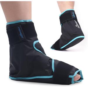 NEWGO Ice Pack Foot Ankle Ice Pack Wrap for Plantar Fasciitis, Foot Surgery Recovery, Hot Cold Therapy Ice Boot for Bunions, Ankle Injury, Swelling, Burning Feet - Black
