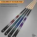 Set of 4 58" 2-Piece Maple Pool Cues, 13mm Tip, Unwrapped Grip | Smooth handle for a clean, direct feel. 4 billiard sticks in mixed colors 18-21oz for home bar, commercial & family