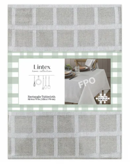Lintex Collection Rectangle Tablecloth, 100% Cotton, 52in X 70in Grey Claire Tablecloth Lintex Collection Rectangle Tablecloth, 100% Cotton, 52in X 70in Grey Claire Tablecloth