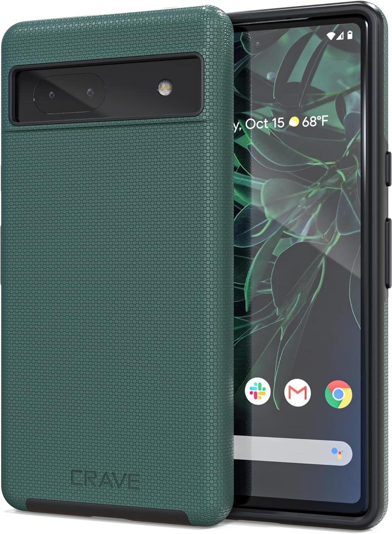 Crave for Google Pixel 7a Case, Shockproof Protection Dual Layer Case for Google Pixel 7a (6.1 inch) - Forest Green