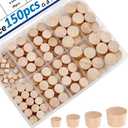 smseace 150Pcs 4-Sizes Wood Plugs 3/16" 5/16"3/8"1/2" Wooden Hole Plugs for Holes in Furniture/Table and Chair Legs/Cabinet Reserved Holes/Outdoor Equipment Wood Plugs Assortment Kit