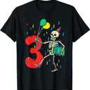 My 3rd Birthday Skeleton Halloween 3 Year Old Funny Gift T-Shirt, S