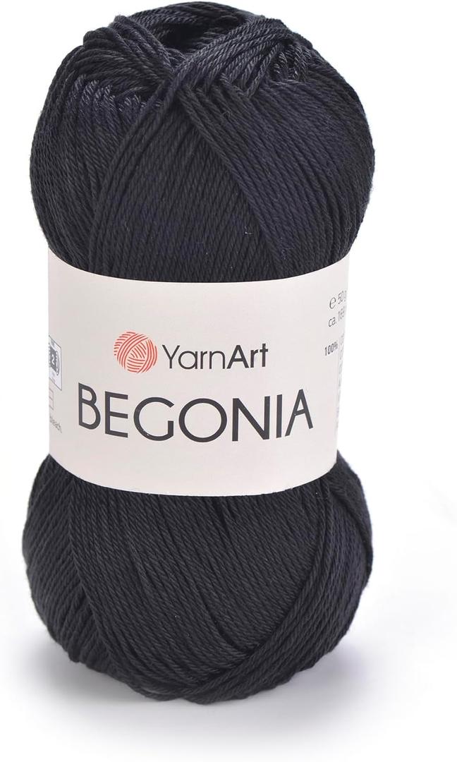 YarnArt Begonia 100% Cotton, Pure Premium Soft Cotton for Knitting Crochet and Amigurumi, Shiny Colors 1.76 Oz (50g) / 185 Yrds (169m) (999)